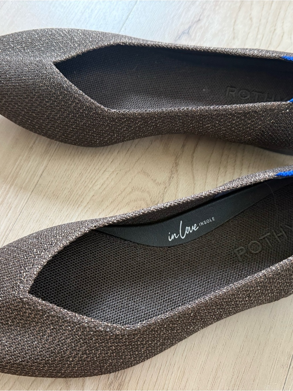 Rothy's Metallic Brown Pointed Flats